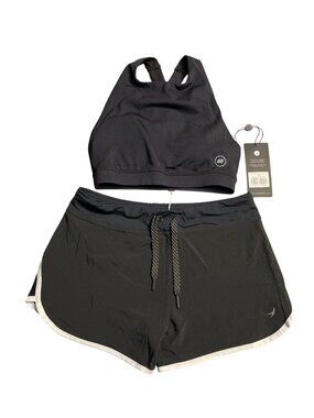 Endeavor Womens 2pc Black Dryforce Sports Bra & Running Shorts Size XS  NWT
